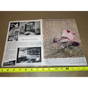 Vintage Vinyl Flooring Print Ad-2 Page Ephemera Clipping-ARMSTRONG B&W Color